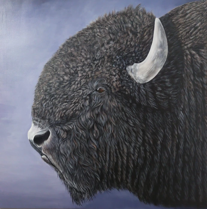 Original acrylic painting of majestic bison by Indian wildlife artist Hardeep Kaur